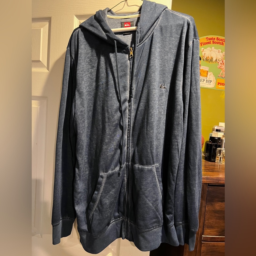 Quiksilver Blue Zip Up Hooded Sweatshirt